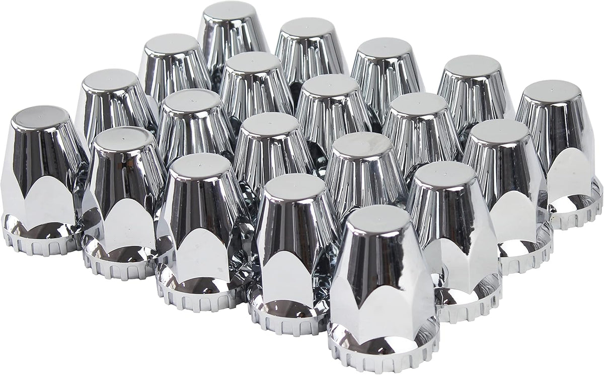ABS Chrome Plastic 33mm Thread-on Standard Lug Nut Covers for Semi Trucks (Pack of 20)