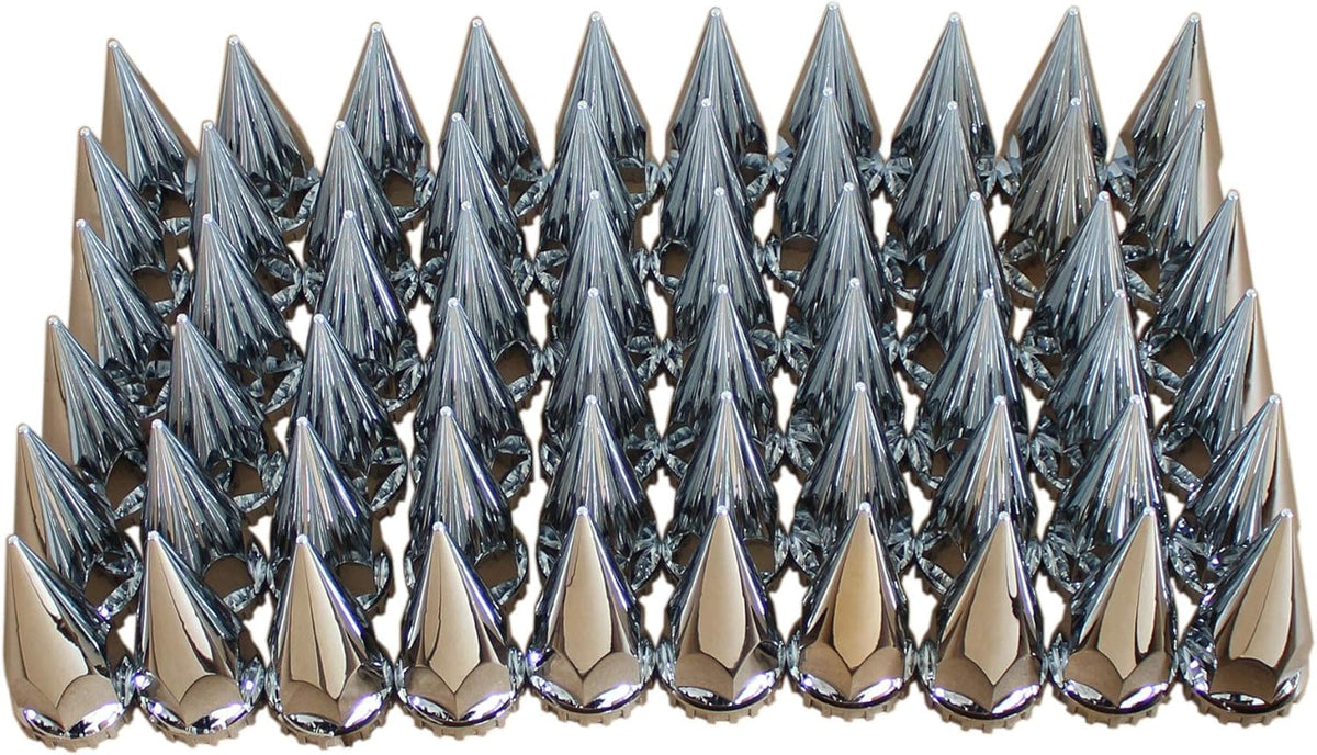 Spiked Chrome ABS Complete Axle Covers Kit Hubcaps with 60 Pieces 33mm Thread on Lug Nut Covers for Semi Trucks