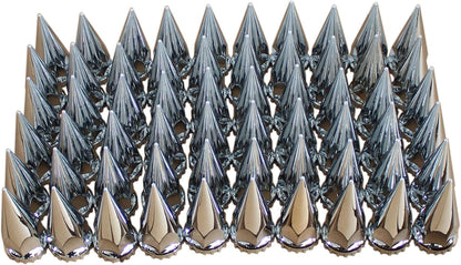 Spiked Chrome ABS Complete Axle Covers Kit Hubcaps with 60 Pieces 33mm Thread on Lug Nut Covers for Semi Trucks