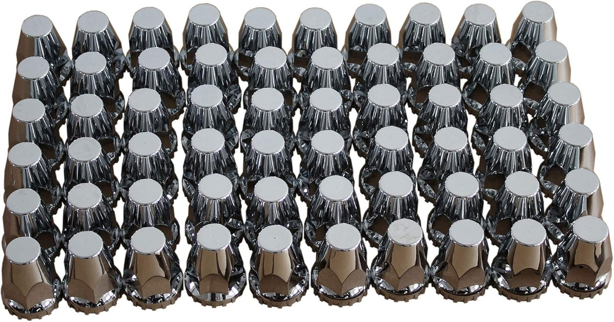 Standard Chrome ABS Complete Axle Cover Kit Hubcaps with 60 Pieces 33mm Thread on Lug Nut Covers for Semi Trucks