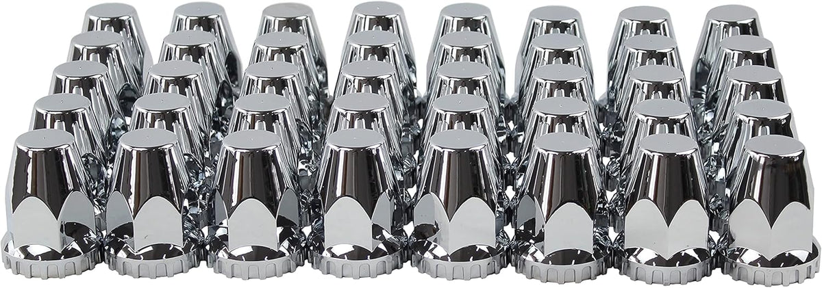 ABS Chrome Plastic 33mm Thread-on Standard Lug Nut Covers for Semi Trucks (Pack of 40)