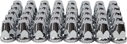 ABS Chrome Plastic 33mm Thread-on Standard Lug Nut Covers for Semi Trucks (Pack of 40)