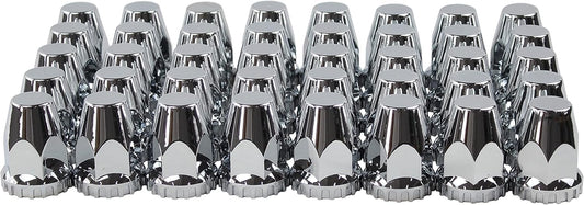 ABS Chrome Plastic 33mm Thread-on Standard Lug Nut Covers for Semi Trucks (Pack of 40)