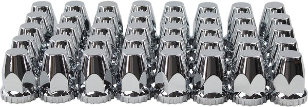 ABS Chrome Plastic 33mm Thread-on Standard Lug Nut Covers for Semi Trucks (Pack of 40)