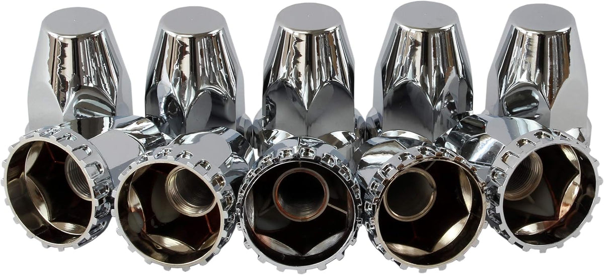 Chrome ABS Complete Axle Cover Set with Standard Hub Caps and 33mm Screw-On Lug Nut Covers for Semi Trucks (2 Front)