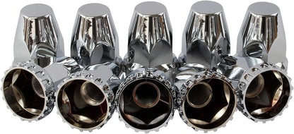 Chrome ABS Complete Axle Cover Set with Standard Hub Caps and 33mm Screw-On Lug Nut Covers for Semi Trucks (2 Front)
