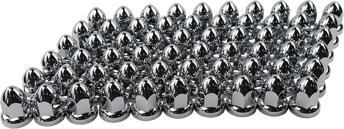 33mm by 2 3/8"" Thread On Push-on Lug Nut Covers for Semi Trucks (60 PCS)