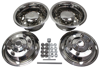 19.5 Inch 8 Lugs Stainless Steel Wheel Simulators 22mm Studs for 19-21 Chevy GMC C4500 C5500 C6500 04-21 Ford F650 04-21 Hino 258 90-21 International 4300 4600 4700 Wheel #28680#50180