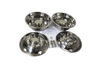 4pcs 19.5" Polished Stainless Steel Dually Wheel Simulators,5 Hand Hole Hubcaps for 1999-2004 Ford F450/F550