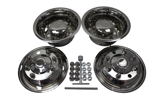 19.5'' T304 Stainless Steel Mirror Polished Wheel Simulator kit for 1999-2010 Chevy GMC C4500/C5500/C6500, 1999-2003 Ford F650