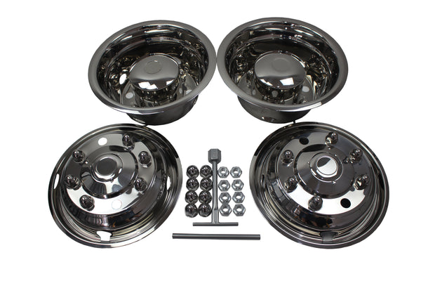 19.5'' T304 Stainless Steel Mirror Polished Wheel Simulator kit for 1999-2010 Chevy GMC C4500/C5500/C6500, 1999-2003 Ford F650