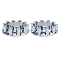 Flat Top Chrome ABS Front Axle Covers Kit Hubcaps with 20 Pieces 33mm Thread on Lug Nut Covers for Semi Trucks