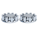 Flat Top Chrome ABS Front Axle Covers Kit Hubcaps with 20 Pieces 33mm Thread on Lug Nut Covers for Semi Trucks