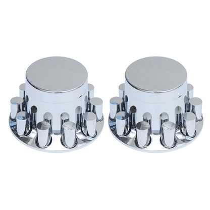 Flat Top Chrome ABS Rear Axle Covers Kit Hubcaps with 20 Pieces 33mm Thread on Lug Nut Covers for Semi Trucks
