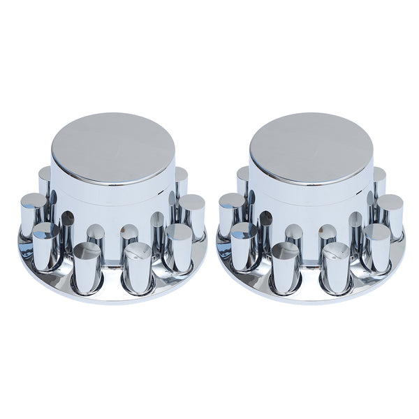 Flat Top Chrome ABS Rear Axle Covers Kit Hubcaps with 20 Pieces 33mm Thread on Lug Nut Covers for Semi Trucks