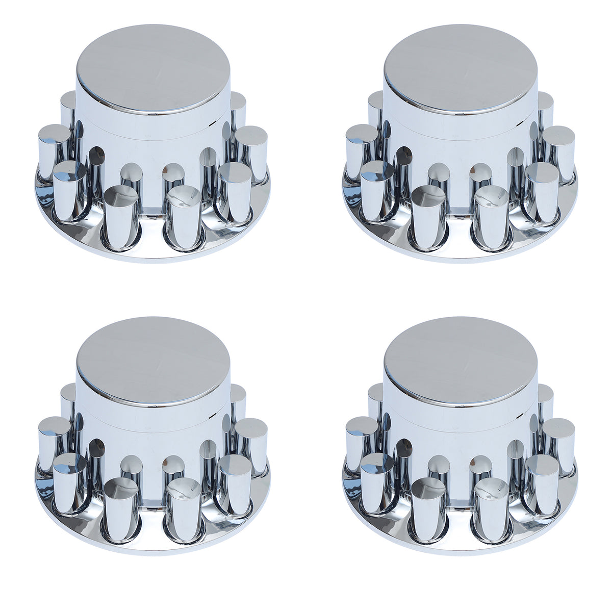 Flat Top Chrome ABS Rear Axle Covers Kit Hubcaps with 40 Pieces 33mm Thread on Lug Nut Covers for Semi Trucks