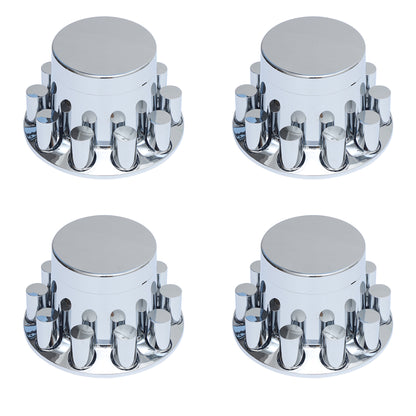 Flat Top Chrome ABS Rear Axle Covers Kit Hubcaps with 40 Pieces 33mm Thread on Lug Nut Covers for Semi Trucks