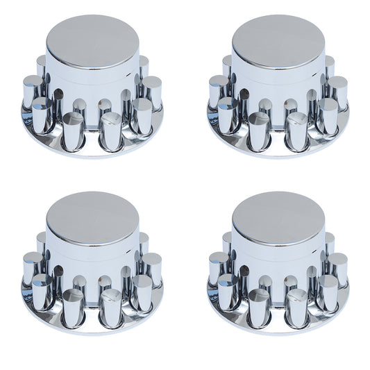 Flat Top Chrome ABS Rear Axle Covers Kit Hubcaps with 40 Pieces 33mm Thread on Lug Nut Covers for Semi Trucks