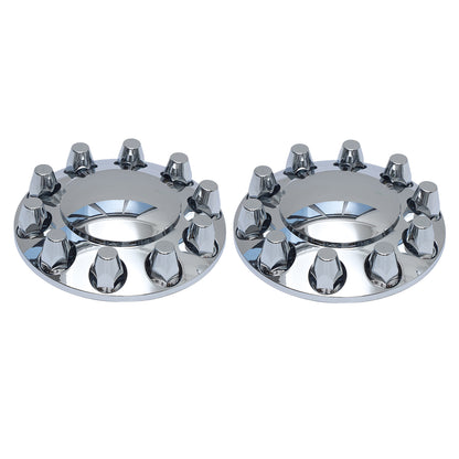 Standard Chrome ABS Front Axle Covers Kit Hubcaps with 20 Pieces 33mm Thread on Lug Nut Covers for Semi Trucks