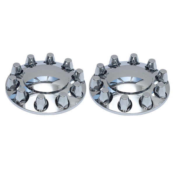 Standard Chrome ABS Front Axle Covers Kit Hubcaps with 20 Pieces 33mm Thread on Lug Nut Covers for Semi Trucks
