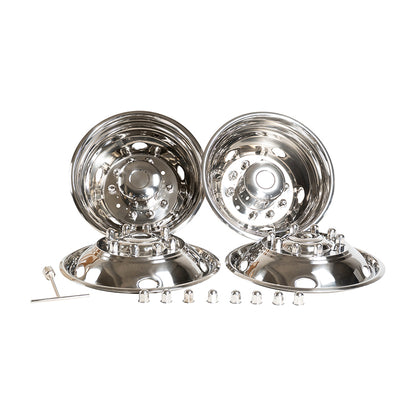 19.5" Stainless Steel Set 10 Lugs 5 Vent holes for 2005-2021 Ford F450/F550
