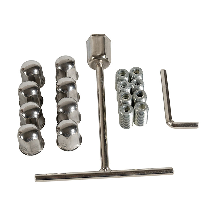 16" Stainless Steel Wheel Simulator Set 8 Lugs 8 Vent Holes For 1992-2007 Ford E350/E450 Van