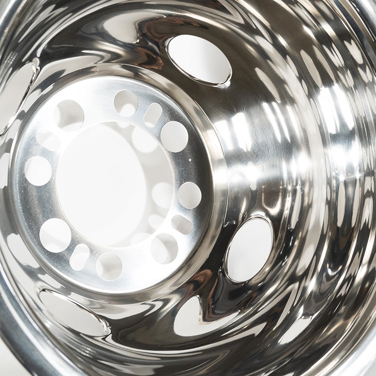 16" Stainless Steel Wheel Simulator Set 8 Lugs 4 Vent Holes for 1974-2000 Chevy GMC 3500, 1974-1998 Ford F350, 2008-2021 Ford E350/E450 Van, 1974-1999 Dodge Ram 3500