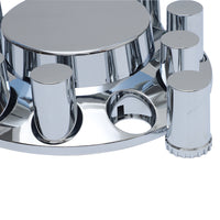 Flat Top Chrome ABS Front Axle Covers Kit Hubcaps with 20 Pieces 33mm Thread on Lug Nut Covers for Semi Trucks