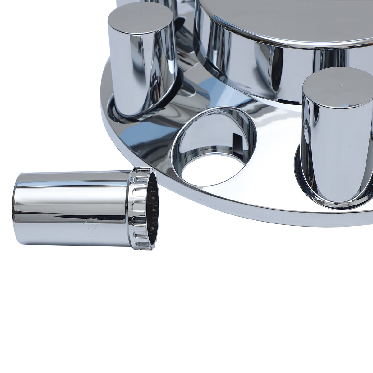 Flat Top Chrome ABS Rear Axle Covers Kit Hubcaps with 40 Pieces 33mm Thread on Lug Nut Covers for Semi Trucks