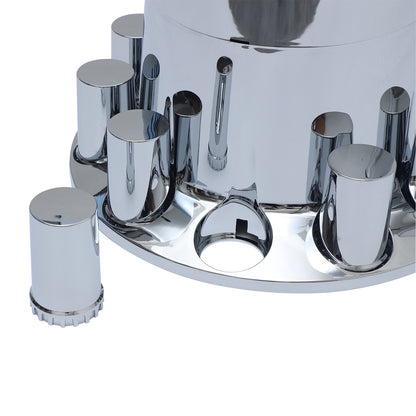 Flat Top Chrome ABS Rear Axle Covers Kit Hubcaps with 40 Pieces 33mm Thread on Lug Nut Covers for Semi Trucks