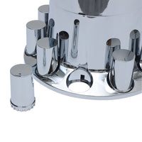 Flat Top Chrome ABS Rear Axle Covers Kit Hubcaps with 20 Pieces 33mm Thread on Lug Nut Covers for Semi Trucks