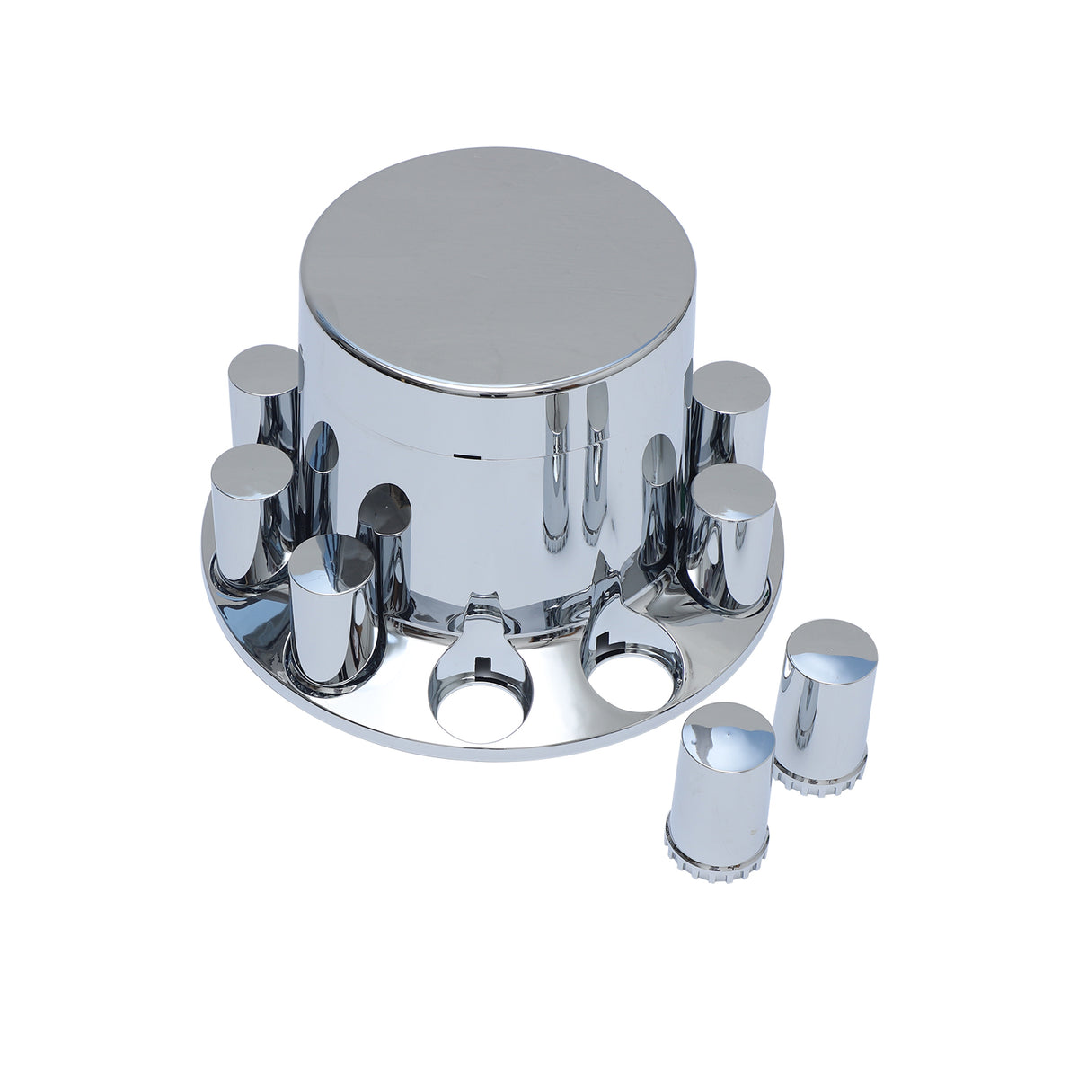 Flat Top Chrome ABS Rear Axle Covers Kit Hubcaps with 20 Pieces 33mm Thread on Lug Nut Covers for Semi Trucks