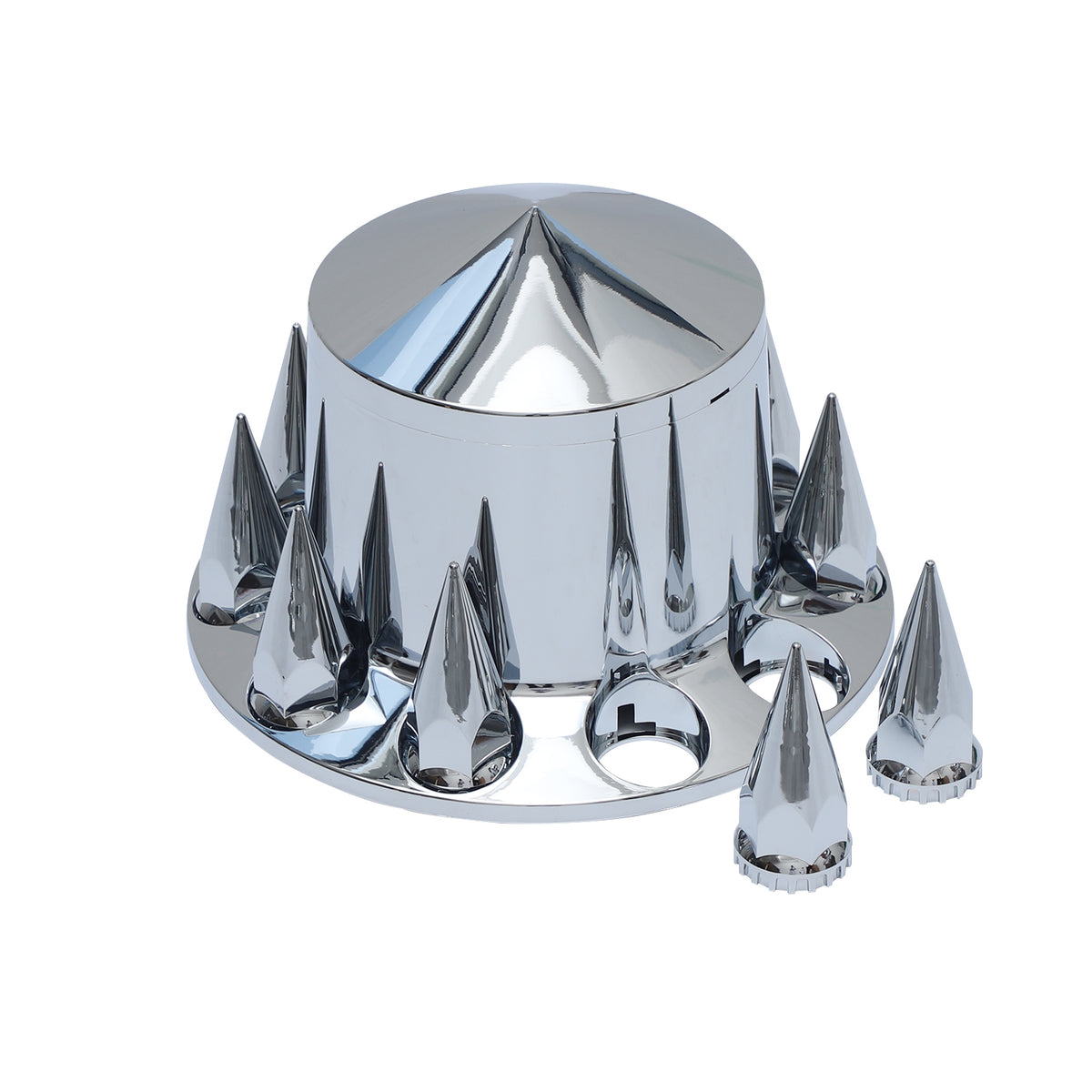 Spiked Chrome ABS Rear Axle Covers Kit Hubcaps with 20 Pieces 33mm Thread on Lug Nut Covers for Semi Trucks