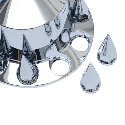 Spiked Chrome ABS Rear Axle Covers Kit Hubcaps with 20 Pieces 33mm Thread on Lug Nut Covers for Semi Trucks